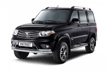 Защита порогов из трубы Ø51 Petroil Tuning Уаз Патриот 3163 5-дв. 1-ый рестайлинг (2014-2016) (Черный (Шагрень))