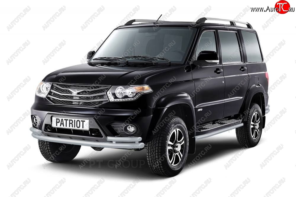 6 759 р. Защита порогов из трубы Ø51 Petroil Tuning Уаз Патриот 3163 5-дв. 1-ый рестайлинг (2014-2016) (Черный (Шагрень))  с доставкой в г. Майкоп