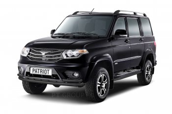 6 759 р. Защита порогов из трубы Ø51 Petroil Tuning Уаз Патриот 3163 5-дв. 1-ый рестайлинг (2014-2016) (Черный (Шагрень))  с доставкой в г. Майкоп. Увеличить фотографию 3