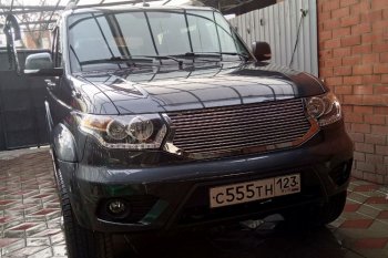 10 099 р. Решетка радиатора CrTuning Ламель Уаз Патриот 23632 2-ой рестайлинг пикап (2016-2025) (Без защиты фар)  с доставкой в г. Майкоп. Увеличить фотографию 2