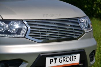 12 299 р. Решетка радиатора Petroil Tuning Уаз Патриот 23632 дорестайлинг пикап (2008-2014) (Нержавеющая полированная сталь)  с доставкой в г. Майкоп. Увеличить фотографию 4