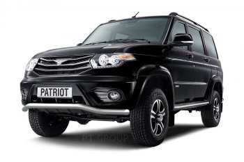 Защита переднего бампера Petroil Tuning (d63, волна) Уаз Патриот 23632 1 рестайлинг пикап (2014-2016) (Нержавеющая полированная сталь)