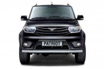 5 999 р. Защита переднего бампера одинарная из трубы d63 мм Petroil Tuning Уаз Патриот 23632 1 рестайлинг пикап (2014-2016) (Черный (Шагрень))  с доставкой в г. Майкоп. Увеличить фотографию 4