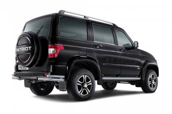 Защита заднего бампера Petroil Tuning (уголки двойные, сталь с полимерным покрытием, d63/51) Уаз Патриот 23632 1 рестайлинг пикап (2014-2016) (Черная (шагрень))
