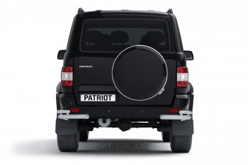 8 049 р. Защита заднего бампера Petroil Tuning (уголки двойные, сталь с полимерным покрытием, d63/51) Уаз Патриот 23632 2-ой рестайлинг пикап (2016-2025) (Черная (шагрень))  с доставкой в г. Майкоп. Увеличить фотографию 3