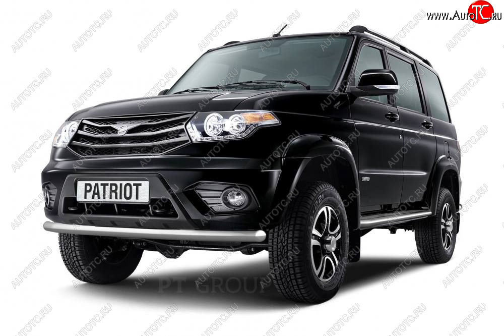 15 389 р. Защита переднего бампера (Ø63 мм) Petroil Tuning Уаз Патриот 3163 5 дв. 2-ой рестайлинг (2017-2025) (полированная нержавейка)  с доставкой в г. Майкоп