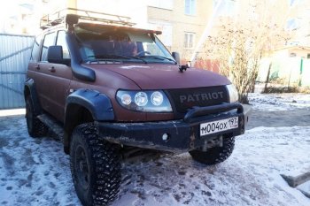 8 699 р. Решетка радиатора CrTuning - Чёрный БРУТ Уаз Патриот 23632 дорестайлинг пикап (2008-2014) (Установка с металлическим бампером, Без надписи PATROT)  с доставкой в г. Майкоп. Увеличить фотографию 2