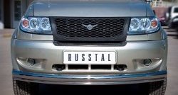 Защита переднего бампера (2 трубыØ76 и 42 мм, нержавейка) SLITKOFF Уаз Патриот  3163 5 дв. (2005-2013) дорестайлинг