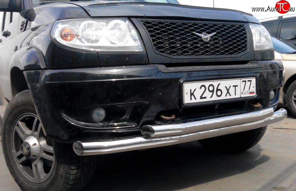 10 899 р. Двойная защита переднего бампера из труб диаметром 76 и 63.5 мм Ralex Tuning Уаз Патриот 3163 5 дв. дорестайлинг (2005-2013)  с доставкой в г. Майкоп