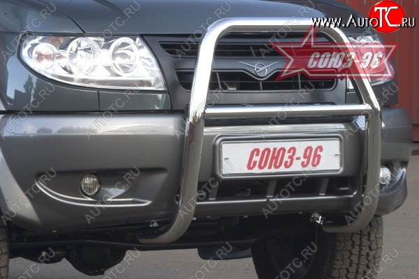 10 529 р. Защита переднего бампера Souz-96 (d60) Уаз Патриот 3163 5 дв. дорестайлинг (2005-2013)  с доставкой в г. Майкоп