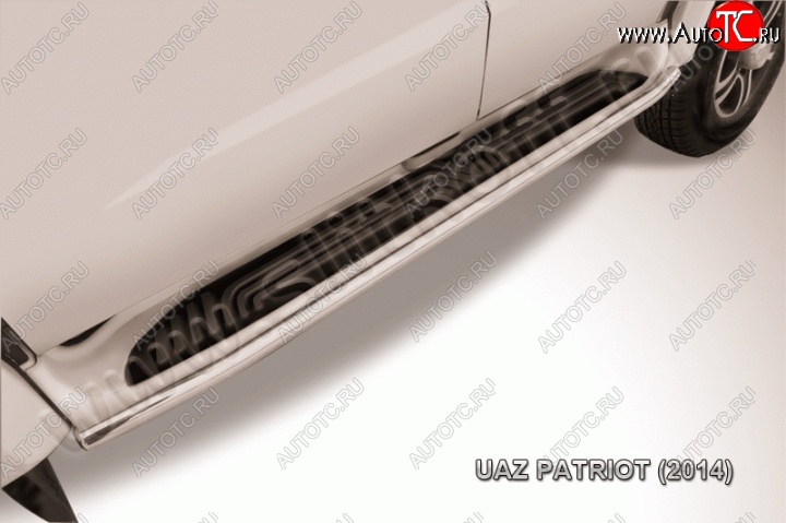 10 449 р. Защита штатных порогов из трубы диаметром 42 мм Slitkoff Уаз Патриот 3163 5-дв. 1-ый рестайлинг (2014-2016) (Цвет: нержавеющая полированная сталь)  с доставкой в г. Майкоп