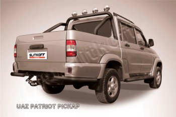 Защита заднего бампера Slitkoff (Ø57 мм, уголки) Уаз Патриот  23632 (2008-2014) дорестайлинг пикап (Сталь с полимерным покрытием в цвет: черный)