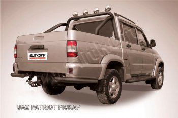 Защита заднего бампера Slitkoff (d76 мм, уголки) Уаз Патриот  23632 (2008-2014) дорестайлинг пикап (Сталь с полимерным покрытием в цвет: черный)