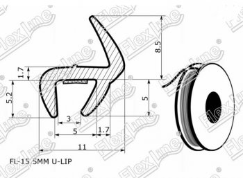 197 р. Универсальный уплотнитель FlexLine (15.5 mm U-LIP, клеевая основа) Opel Astra H универсал рестайлинг (2007-2015)  с доставкой в г. Майкоп. Увеличить фотографию 3
