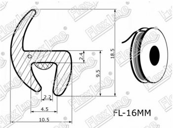 197 р. Универсальный уплотнитель FlexLine (16 mm, 1 погонный метр) KIA Optima 2 MG седан (2005-2010)  с доставкой в г. Майкоп. Увеличить фотографию 2