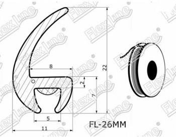 239 р. Универсальный уплотнитель FlexLine (26 mm, 1 погонный метр) KIA Optima 2 MG седан (2005-2010)  с доставкой в г. Майкоп. Увеличить фотографию 2