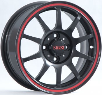 Кованый диск Slik Classik 6x14 (Черный глянцевый с красным ободом)  (Цвет: Черный глянцевый с красным ободом)