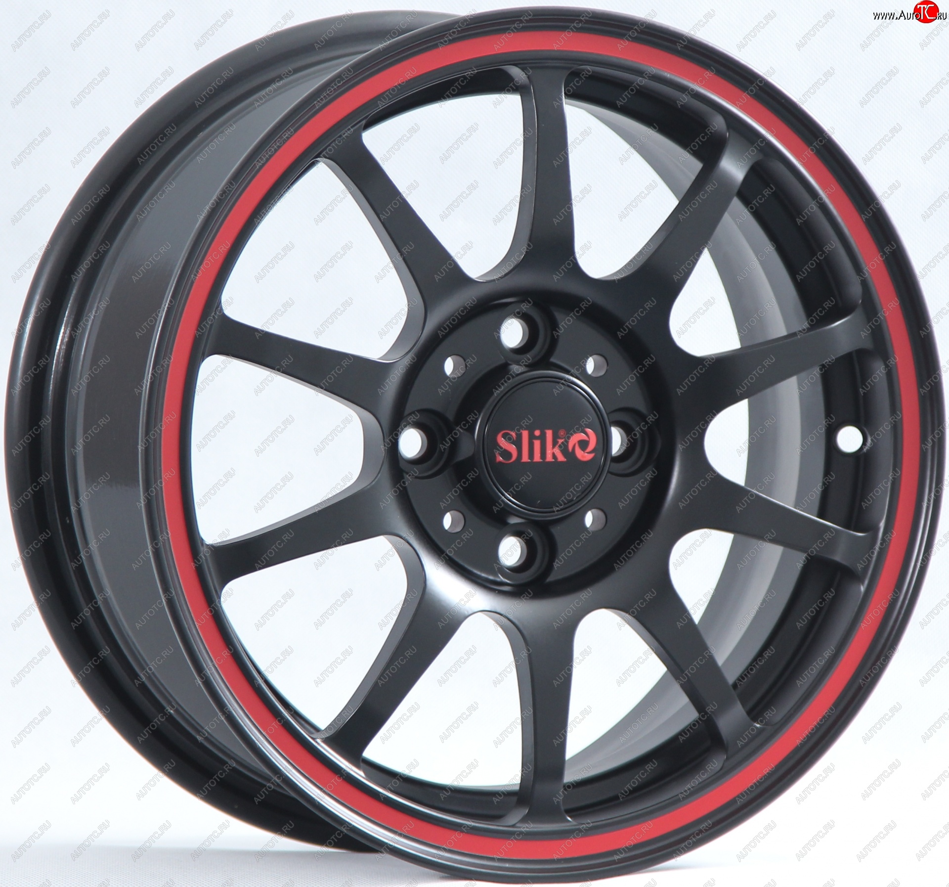 12 799 р. Кованый диск Slik Classik 6x14 (Черный глянцевый с красным ободом)   (Цвет: Черный глянцевый с красным ободом)  с доставкой в г. Майкоп