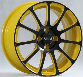 Кованый диск Slik Classik 6.5x15 (Желтый глянец с черной лицевой поверхностью)  (Цвет: Желтый глянец с черной лицевой поверхностью)