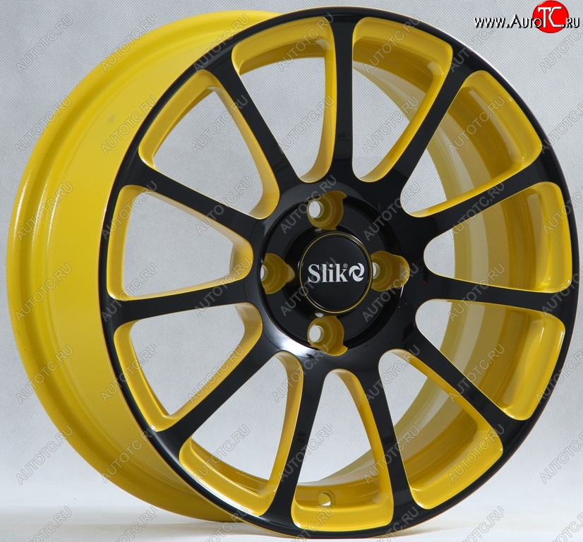 15 599 р. Кованый диск Slik Classik 6.5x15 (Желтый глянец с черной лицевой поверхностью)   (Цвет: Желтый глянец с черной лицевой поверхностью)  с доставкой в г. Майкоп