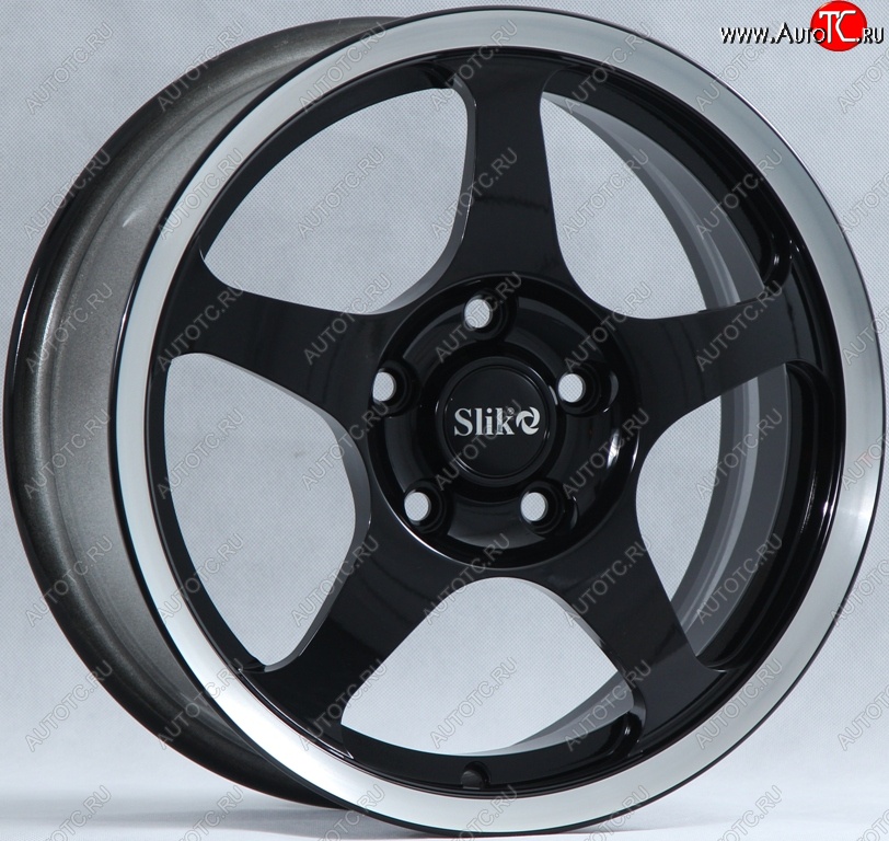 10 999 р. Кованый диск Slik classik R16x6.5 Черный глянцевый с полированым ободом (BKL) 6.5x16   (Цвет: BKL)  с доставкой в г. Майкоп