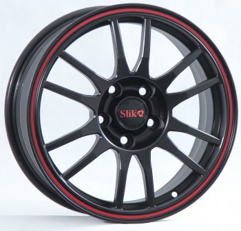Кованый диск Slik classik R16x6.5 Черный глянцевый с красным ободом (BKRL) 6.5x16  (Цвет: BKRL)