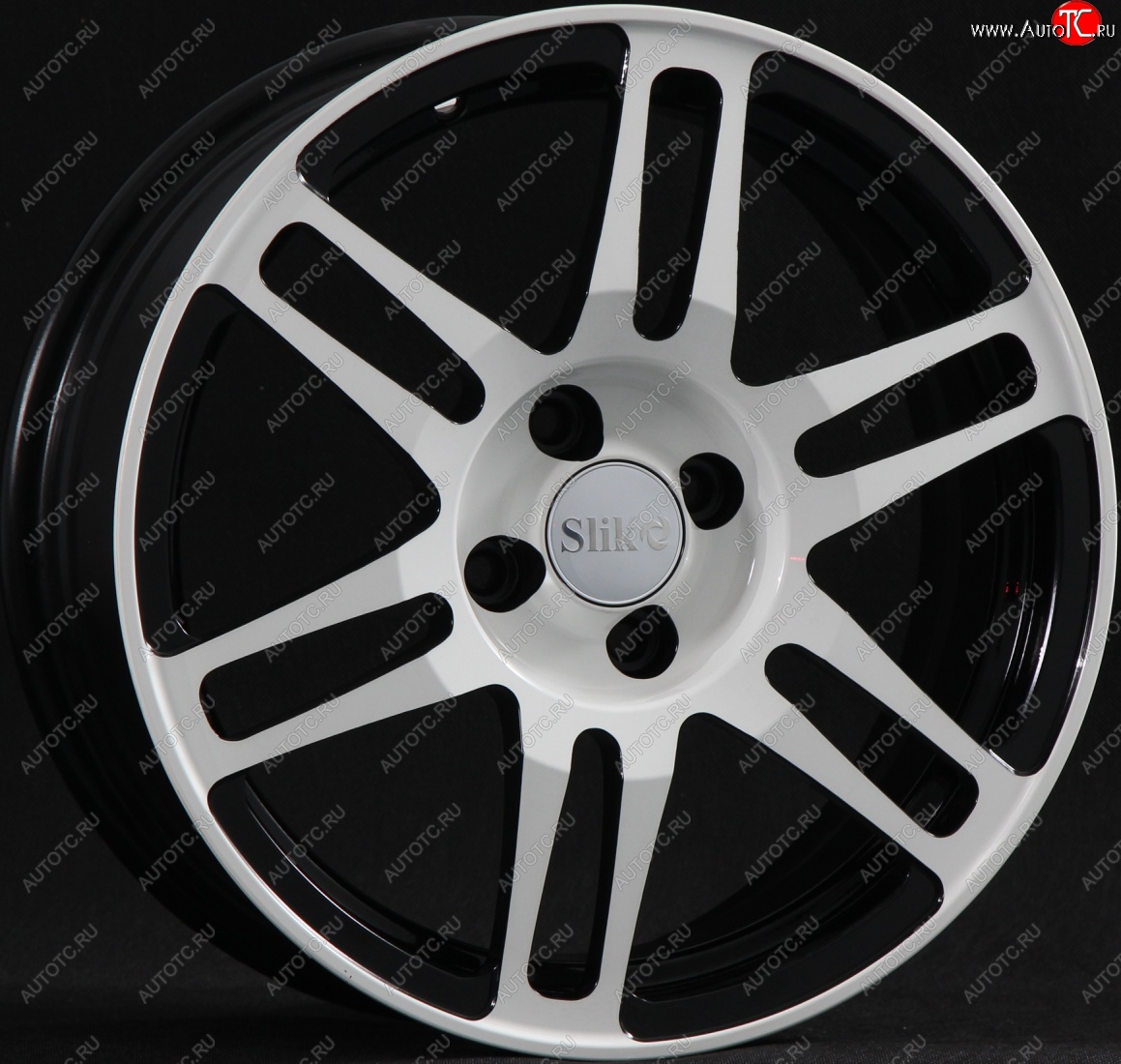 12 949 р. Кованый диск Slik classik R16x6.5 Черный глянцевый с белой лицевой поверхностью (BKFW) 6.5x16   (Цвет: BKFW)  с доставкой в г. Майкоп