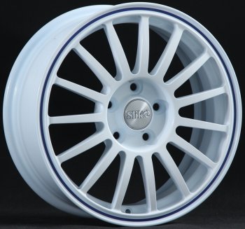 Кованый диск Slik classik R16x6.5 Белый с синим ободом 6.5x16  (Цвет: Белый с синим ободом 6.5x16)