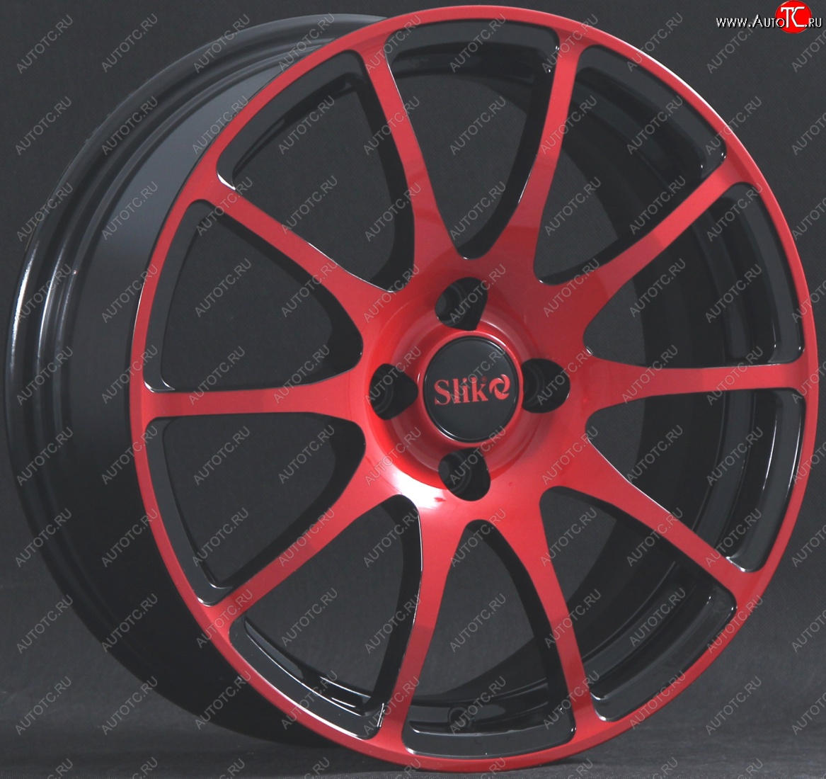 18 999 р. Кованый диск Slik classik R16x6.5 Черный глянцевый с красной лицевой поверхностью (BKFRED) 6.5x16   (Цвет: BKFRED)  с доставкой в г. Майкоп
