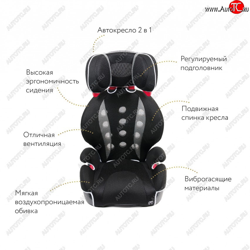 14 249 р. Кресло детское автомобильное Saratto Highback Junior Quattro (группа 2/3) Toyota Trafic (2001-2014) (Цвет: черный с серым)  с доставкой в г. Майкоп