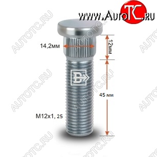 188 р. Забивная шпилька 45.0 мм ступицы Вектор M12 1.25 45mm M12 1.25 45.0 Nissan Qashqai +2 1 J10 дорестайлинг (2008-2010)