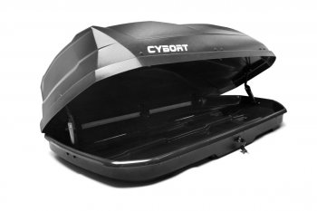 39 799 р. Багажный бокс CYBORT CarNet (460 л, двухсторонний, быстросъемные крепления краб) на крышу   (черный матовый с защитным покрытием Raptor)  с доставкой в г. Майкоп. Увеличить фотографию 4