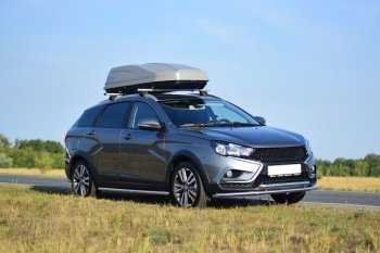 29 389 р. Автобокс PT GROUP (450 л., 187х88х44, двустороннее открывание) Active M серый Saturn Vue (2002-2007) (Серый)  с доставкой в г. Майкоп. Увеличить фотографию 2