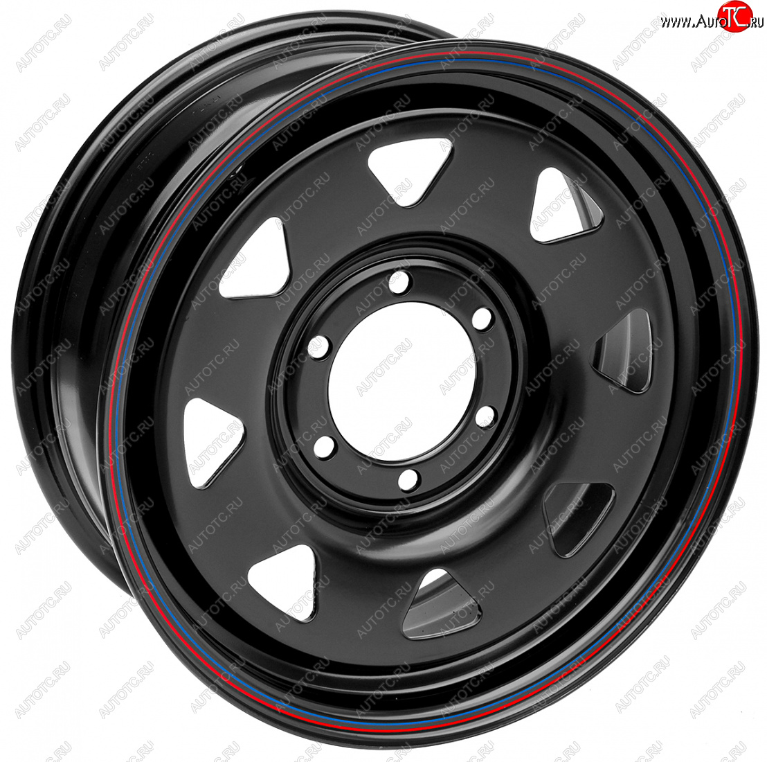 7 649 р. Штампованый диск OFF-ROAD Wheels (стальной усиленный, треугольник мелкий - черный). 7.0 x 17 Toyota Fortuner AN160 дорестайлинг (2015-2020) 6x139.7xDIA110.0xET30.0 