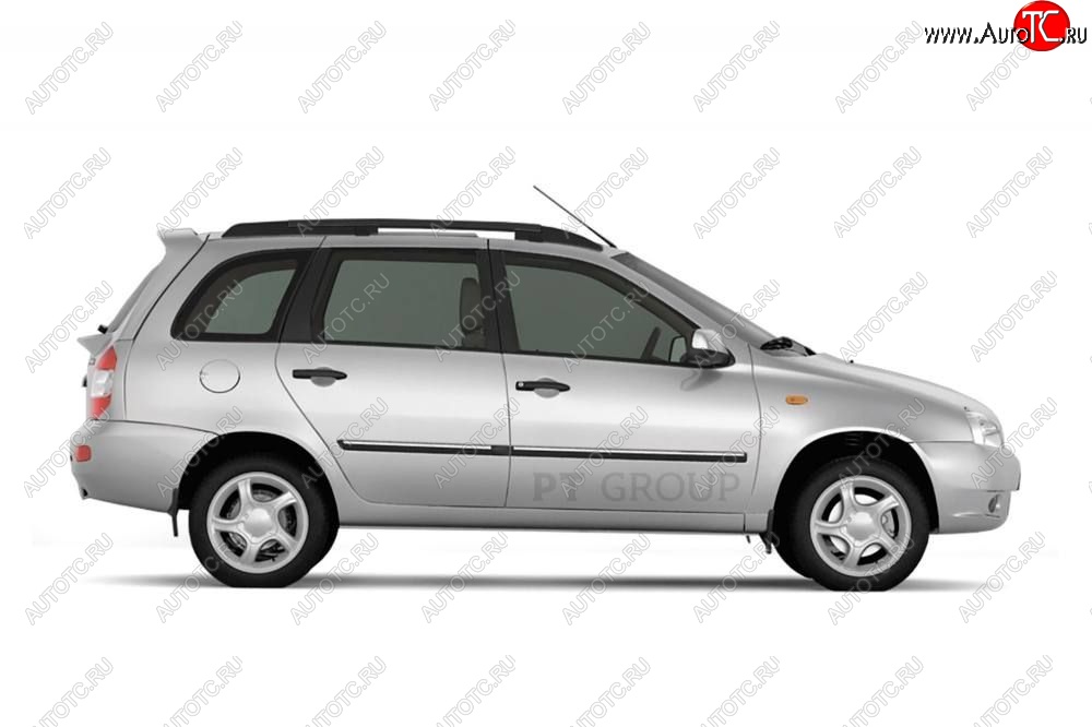 5 319 р. Рейлинги Petroil Tuning Комфорт Лада Калина 1117 универсал (2004-2013) (Черный муар, крыша с ребром жесткости)  с доставкой в г. Майкоп