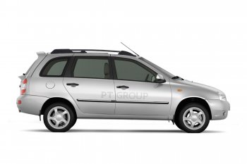 5 319 р. Рейлинги Petroil Tuning Усиленные Лада Калина 1117 универсал (2004-2013) (Черный муар, крыша с ребром жесткости)  с доставкой в г. Майкоп. Увеличить фотографию 2