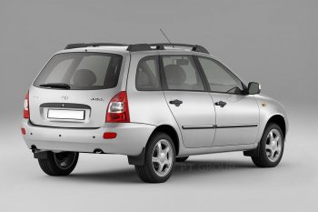 5 319 р. Рейлинги Petroil Tuning Усиленные Лада Калина 1117 универсал (2004-2013) (Черный муар, крыша с ребром жесткости)  с доставкой в г. Майкоп. Увеличить фотографию 3