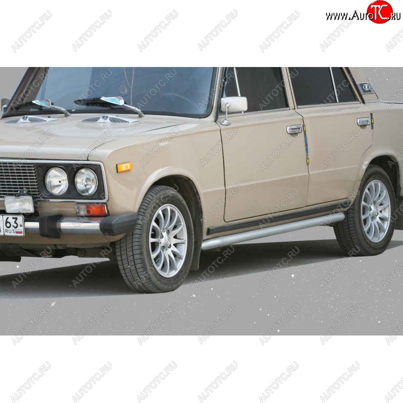 2 299 р. Защита порогов ТехноСфера (Техно Сфера) (d51, с полимерным покрытием )  Лада 2105 - 2106 (Серебристый)  с доставкой в г. Майкоп
