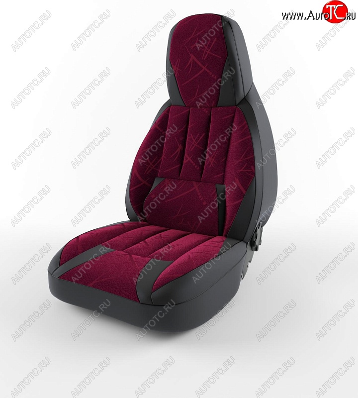 5 099 р. Чехлы для сидений Lord Autofashion Форсаж (экокожа)  Лада 2107 (1982-2012) (Черный, вставка флок Красный флеш)  с доставкой в г. Майкоп