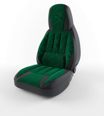 Чехлы для сидений Lord Autofashion Форсаж (экокожа) Лада 2108 - 2115 (Черный, вставка флок Зеленый юнион)