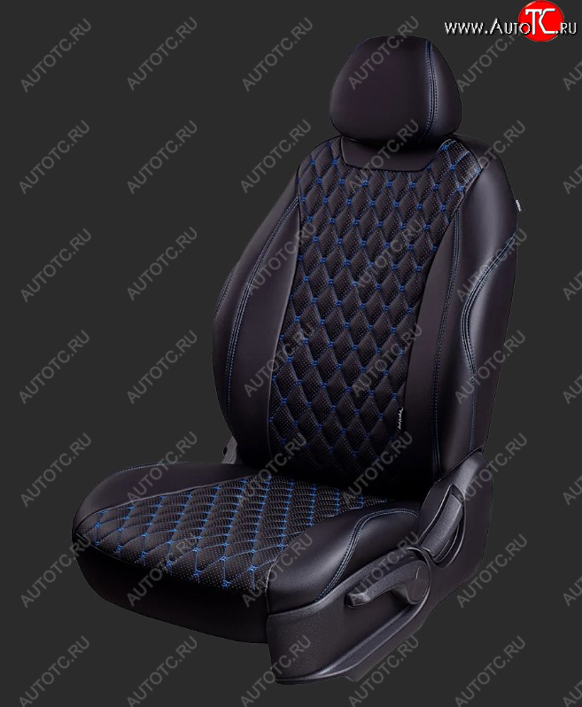 9 799 р. Чехлы для сидений Lord Autofashion Байрон (экокожа) Лада 2109 (1987-2004) (Черный, вставка черная, строчка синяя)  с доставкой в г. Майкоп