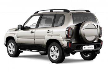 Защита порогов Petroil Tuning (Ø63 мм, с проступью) Лада Нива Трэвел (212300-80) (2021-2025) (Нержавейка полированная)