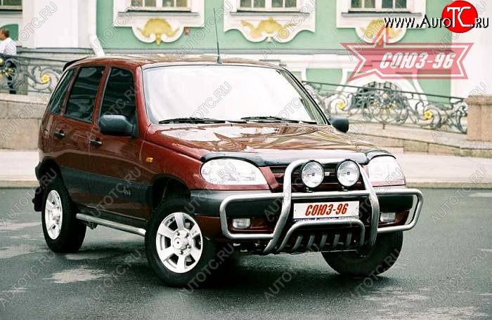 14 399 р. Решетка передняя с защитой бампера Souz-96 (d60) Chevrolet Niva 2123 дорестайлинг (2002-2008)  с доставкой в г. Майкоп