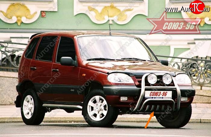 8 549 р. Защита переднего бампера нижняя Souz-96 Акула. Chevrolet Niva 2123 дорестайлинг (2002-2008)  с доставкой в г. Майкоп