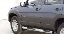 62 999 р. Защита порогов с проступью d76 мм Металл Дизайн  Chevrolet Niva  2123 (2009-2020), Лада 2123 (Нива Шевроле) (2009-2021) (Сталь с покрытием (метал. торцы), Цвет серебристый)  с доставкой в г. Майкоп. Увеличить фотографию 2