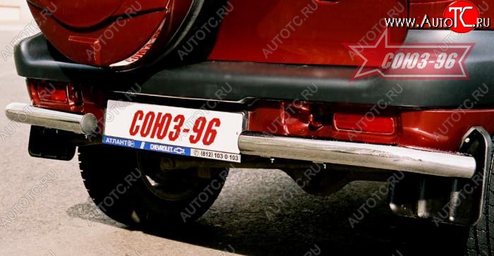 5 399 р. Защита заднего бампера из боковых уголков Souz-96 (d60) Chevrolet Niva 2123 дорестайлинг (2002-2008)  с доставкой в г. Майкоп