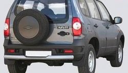 Защита заднего бампера (d63.5 мм с пластиковой вставкой) Металл Дизайн Chevrolet Niva  2123 (2009-2020), Лада 2123 (Нива Шевроле) (2009-2021)
