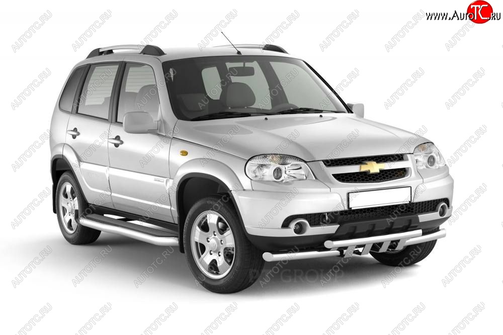 6 379 р. Рейлинги Petroil Tuning Усиленные Chevrolet Niva 2123 рестайлинг (2009-2020) (Серебристый муар)  с доставкой в г. Майкоп