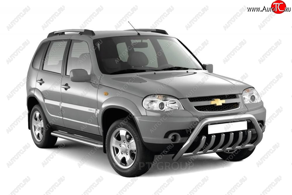 6 379 р. Рейлинги Petroil Tuning Комфорт Chevrolet Niva 2123 рестайлинг (2009-2020) (Серебристый муар)  с доставкой в г. Майкоп