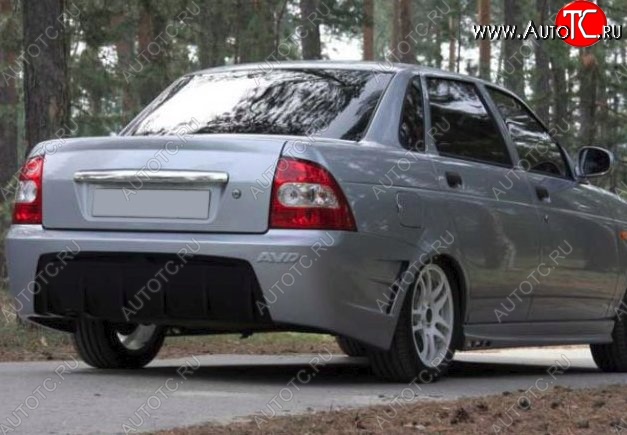 5 649 р. Накладка на задний бампер CT Лада Приора 2170 седан дорестайлинг (2007-2014) (Неокрашенная)  с доставкой в г. Майкоп